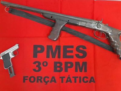 Armas escondidas em saco de adubo so apreendidas em Guau